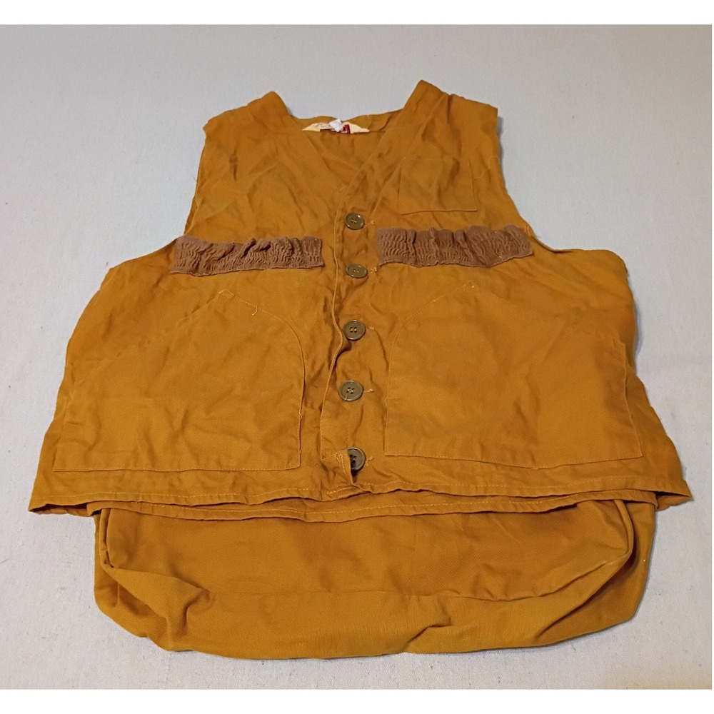 Vintage Sturm-Pruf Hunting Vest Mens Large Mustard Yellow Cotton Game Bag Shells
